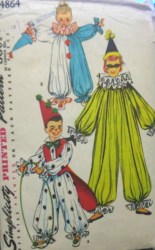 4864 50s KID CLOWN SUIT,DETACH COLLAR,CAPE JACKET PATTERN MD,LG